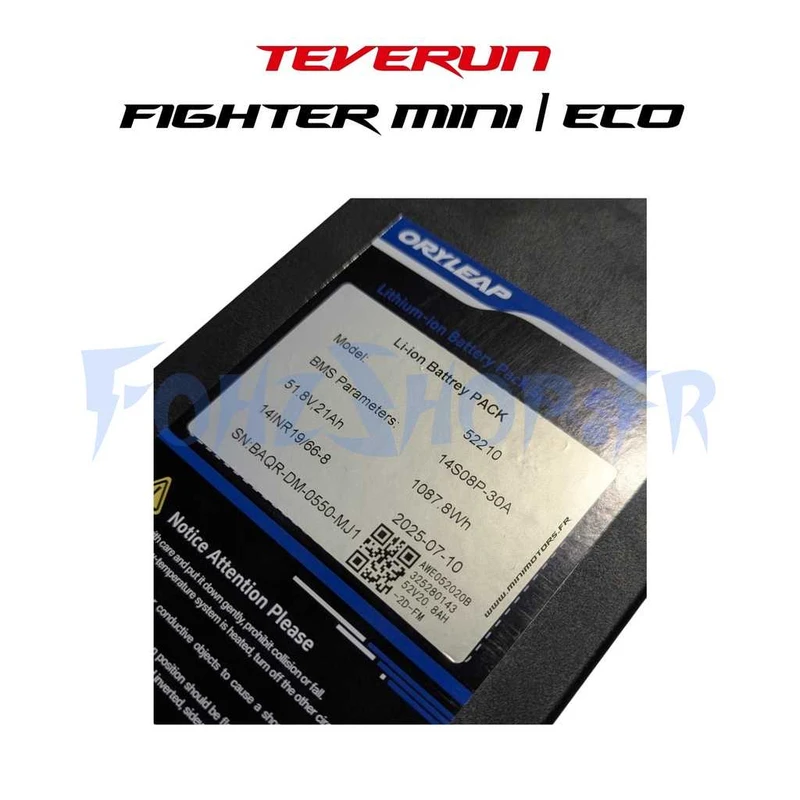 Batterie 52V 20Ah pour Teverun Fighter Mini 2024 & Eco 2025 - Vue 2