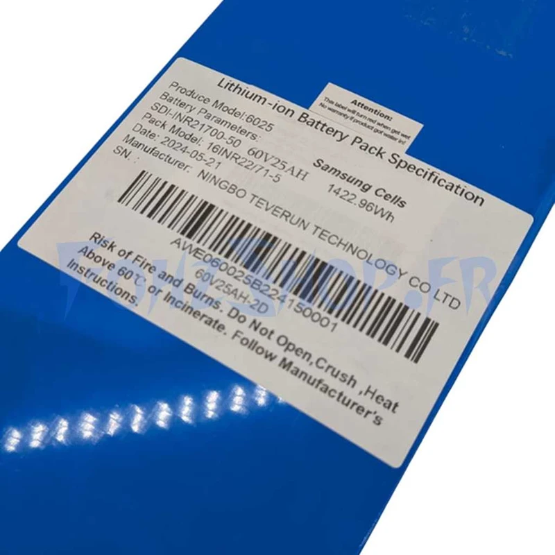 Batterie 60V 25Ah Samsung pour Teverun Fighter 10 & 11 - Vue 2