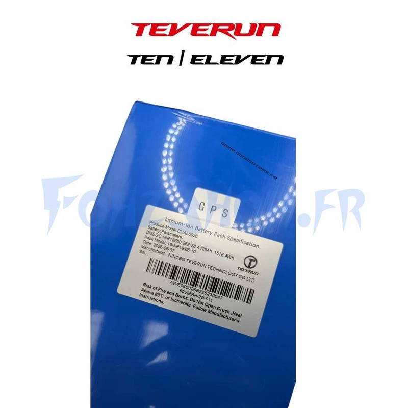 Batterie 60V 26Ah 2024 / version 2025 GPS pour Teverun Fighter 10 & 11 - Vue 2